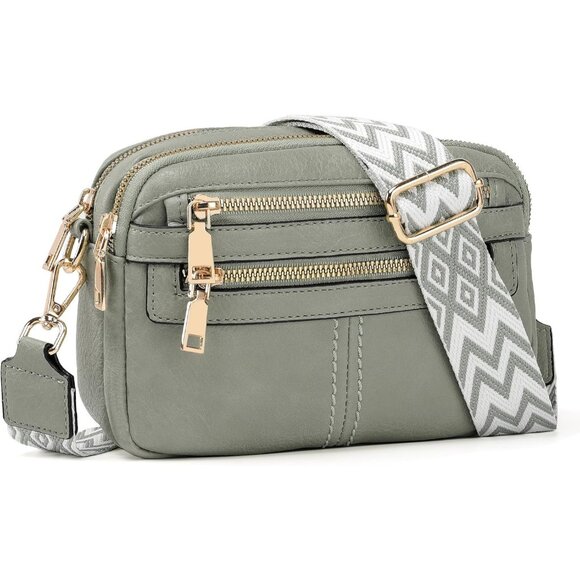 6-Pocket Crossbody Bags for Women, Vegan Leather Shoulder Handbags Gray Travel - Picture 1 of 7